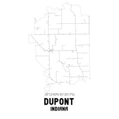 Dupont Indiana. US street map with black and white lines.