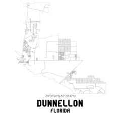 Dunnellon Florida. US street map with black and white lines.