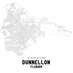 Fototapeta na wymiar Dunnellon Florida. US street map with black and white lines.