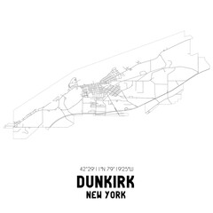 Dunkirk New York. US street map with black and white lines.