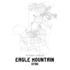 Eagle Mountain Utah. US street map with black and white lines.