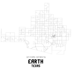 Earth Texas. US street map with black and white lines.
