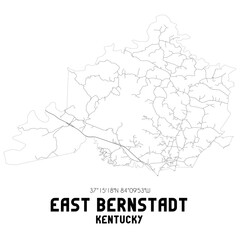 East Bernstadt Kentucky. US street map with black and white lines.
