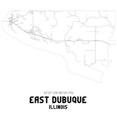 East Dubuque Illinois. US street map with black and white lines.