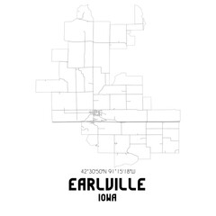 Obraz premium Earlville Iowa. US street map with black and white lines.