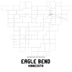 Eagle Bend Minnesota. US street map with black and white lines.