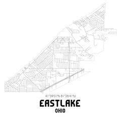 Eastlake Ohio. US street map with black and white lines.