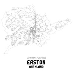Easton Maryland. US street map with black and white lines.