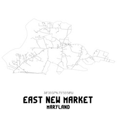 Fototapeta premium East New Market Maryland. US street map with black and white lines.