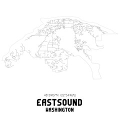 Naklejka premium Eastsound Washington. US street map with black and white lines.