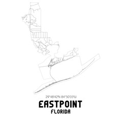 Eastpoint Florida. US street map with black and white lines.
