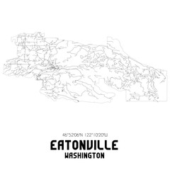 Eatonville Washington. US street map with black and white lines.