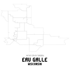 Eau Galle Wisconsin. US street map with black and white lines.