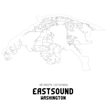 Eastsound Washington. US street map with black and white lines.