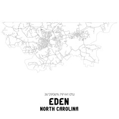 Fototapeta na wymiar Eden North Carolina. US street map with black and white lines.