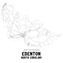 Edenton North Carolina. US street map with black and white lines.
