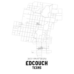 Edcouch Texas. US street map with black and white lines.