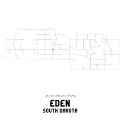 Eden South Dakota. US street map with black and white lines.
