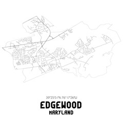 Fototapeta na wymiar Edgewood Maryland. US street map with black and white lines.