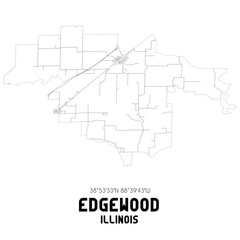 Edgewood Illinois. US street map with black and white lines.