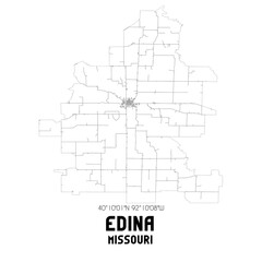 Edina Missouri. US street map with black and white lines.