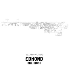 Edmond Oklahoma. US street map with black and white lines.
