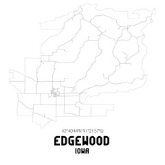 Edgewood Iowa. US street map with black and white lines.