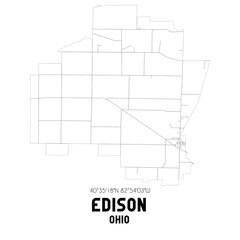 Edison Ohio. US street map with black and white lines.