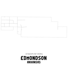 Edmondson Arkansas. US street map with black and white lines.