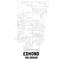 Fototapeta na wymiar Edmond Oklahoma. US street map with black and white lines.
