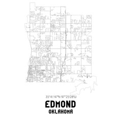 Edmond Oklahoma. US street map with black and white lines.