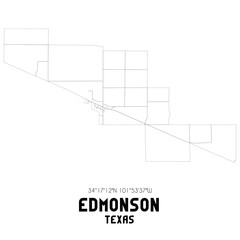 Edmonson Texas. US street map with black and white lines.