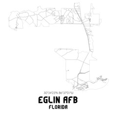 Eglin Afb Florida. US street map with black and white lines.