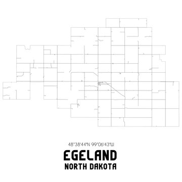 Egeland North Dakota. US street map with black and white lines.