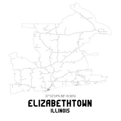 Elizabethtown Illinois. US street map with black and white lines.
