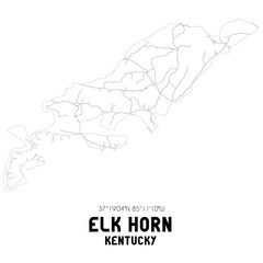 Elk Horn Kentucky. US street map with black and white lines.