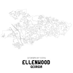 Ellenwood Georgia. US street map with black and white lines.