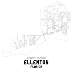 Ellenton Florida. US street map with black and white lines.