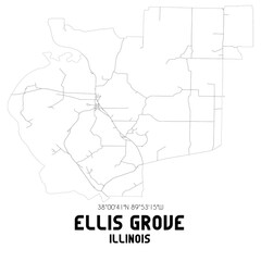 Ellis Grove Illinois. US street map with black and white lines.