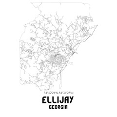 Ellijay Georgia. US street map with black and white lines.
