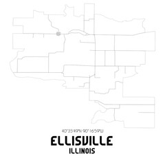 Ellisville Illinois. US street map with black and white lines.