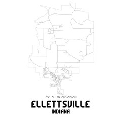 Ellettsville Indiana. US street map with black and white lines.