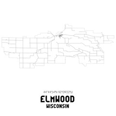 Elmwood Wisconsin. US street map with black and white lines.