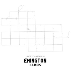 Emington Illinois. US street map with black and white lines.