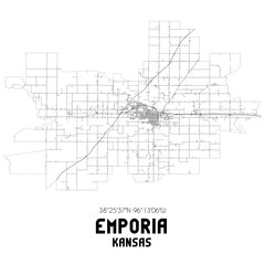 Emporia Kansas. US street map with black and white lines. - obrazy, fototapety, plakaty