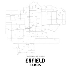 Enfield Illinois. US street map with black and white lines.