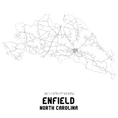 Enfield North Carolina. US street map with black and white lines.