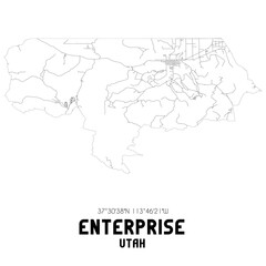 Enterprise Utah. US street map with black and white lines.