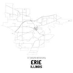 Erie Illinois. US street map with black and white lines.