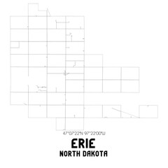 Erie North Dakota. US street map with black and white lines.